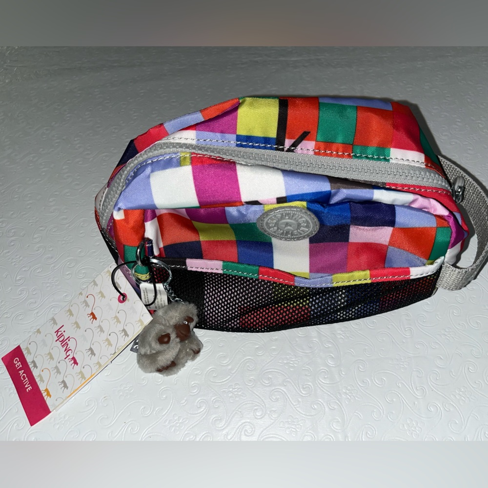 NWT “Get Active” Kipling Pouch: Multi-Colored with Inner Pocket, Brand New